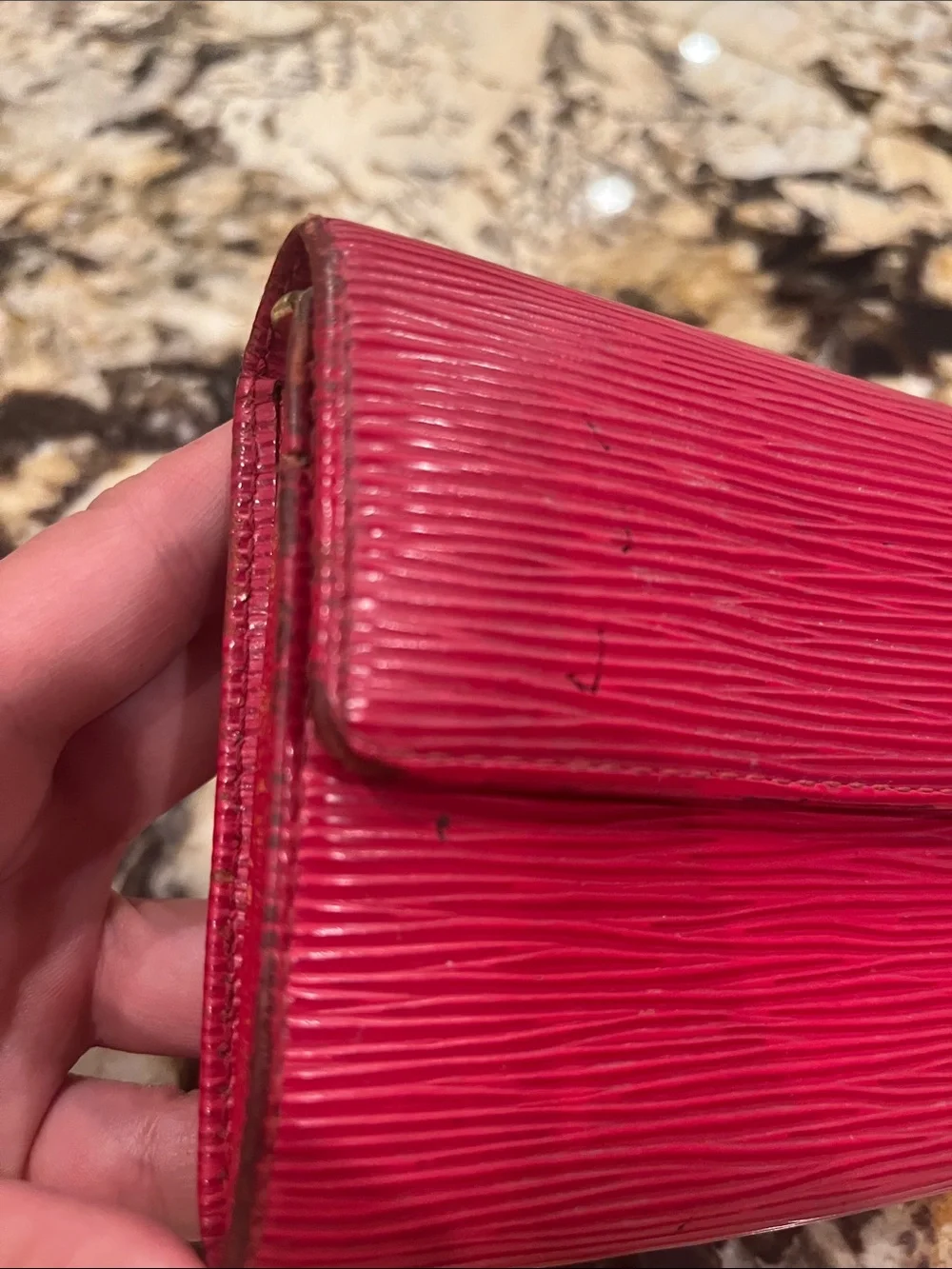 Louis Vuitton EPI Red Textured Fold-Over Women's Wallet